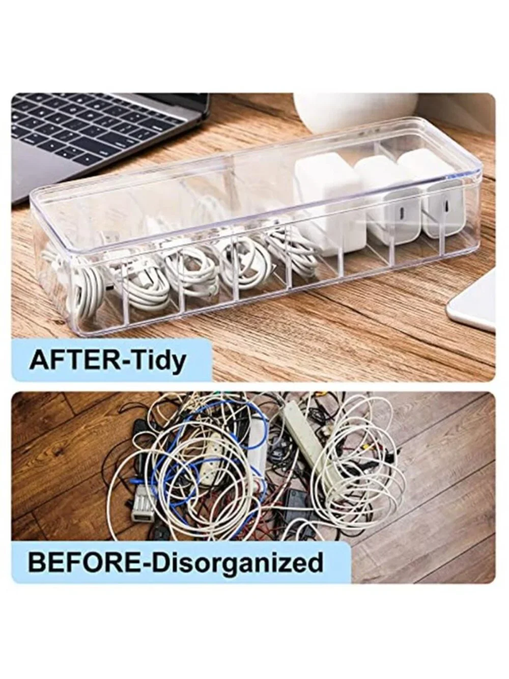 Cable Organizer Storage Box Set Cord Holder Charger Wire Management Case